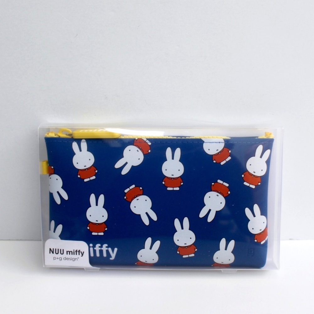 Miffy NUU Pattern Blue Silicone Zipper Pouch Bag NEW